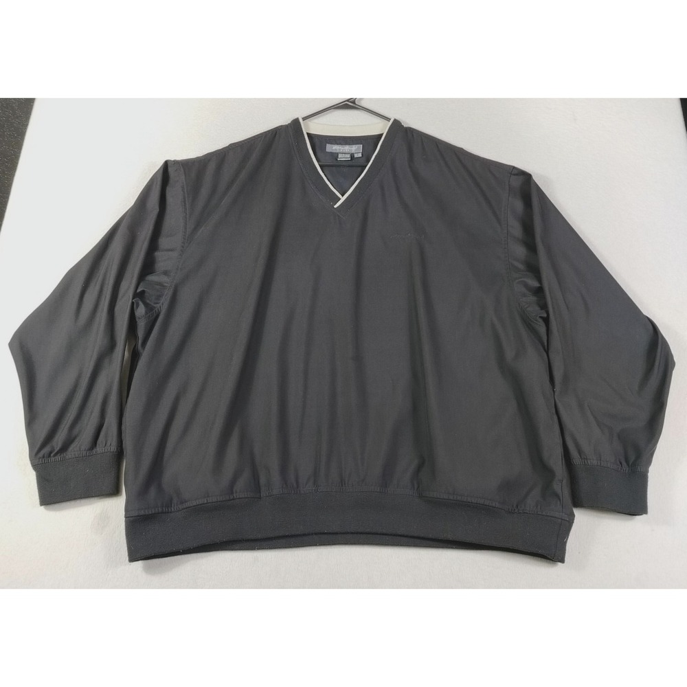 Eddie Bauer Golf Jacket Mens 2XL Black V Neck Pullover Windbreaker Lightweight